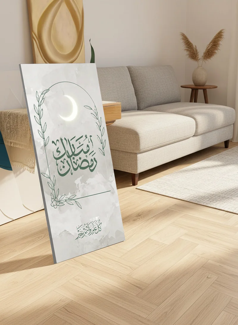 LOWHA Canvas Wall Art on Wooden Frame with Back Stand Featuring Ramadan Mubarak Design